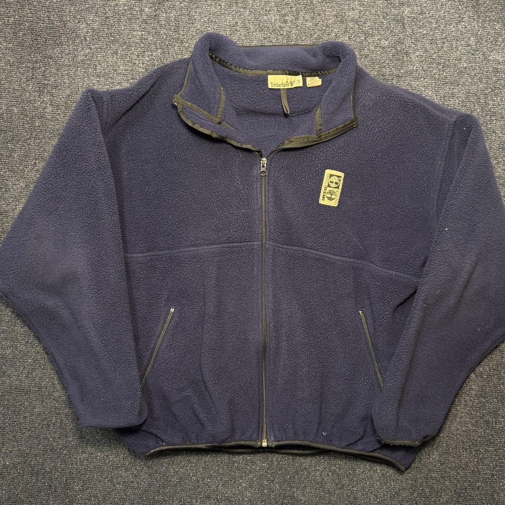 Vintage Timberland Jacket Mens Medium Blue Fleece Full Zip Windbreaker 90s